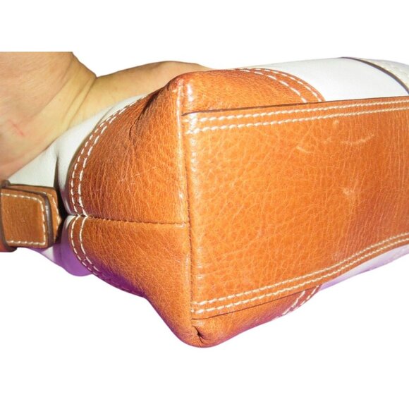 Coach 2007 Hamptons Cream & Tan Leather Demi Bag Baguette - Picture 11 of 13